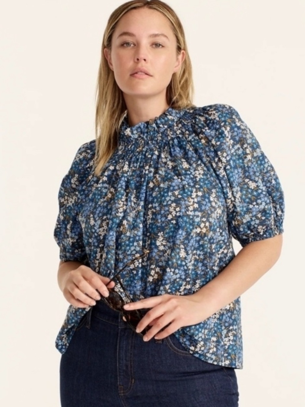 J. Crew x Liberty of London floral print short-sleeve blouse in Sea Bloom